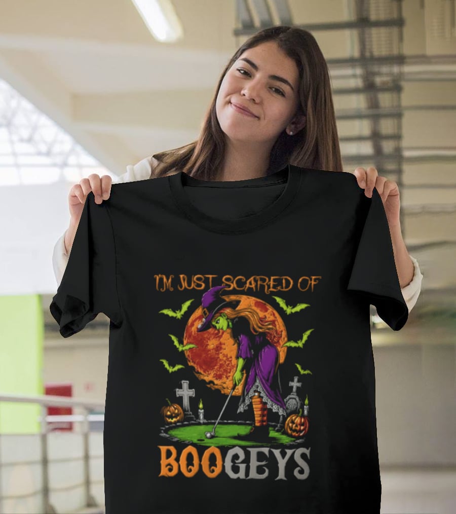 I'm Just Scared Of Bogeys Halloween Golf Witch Graveyard T-Shirt