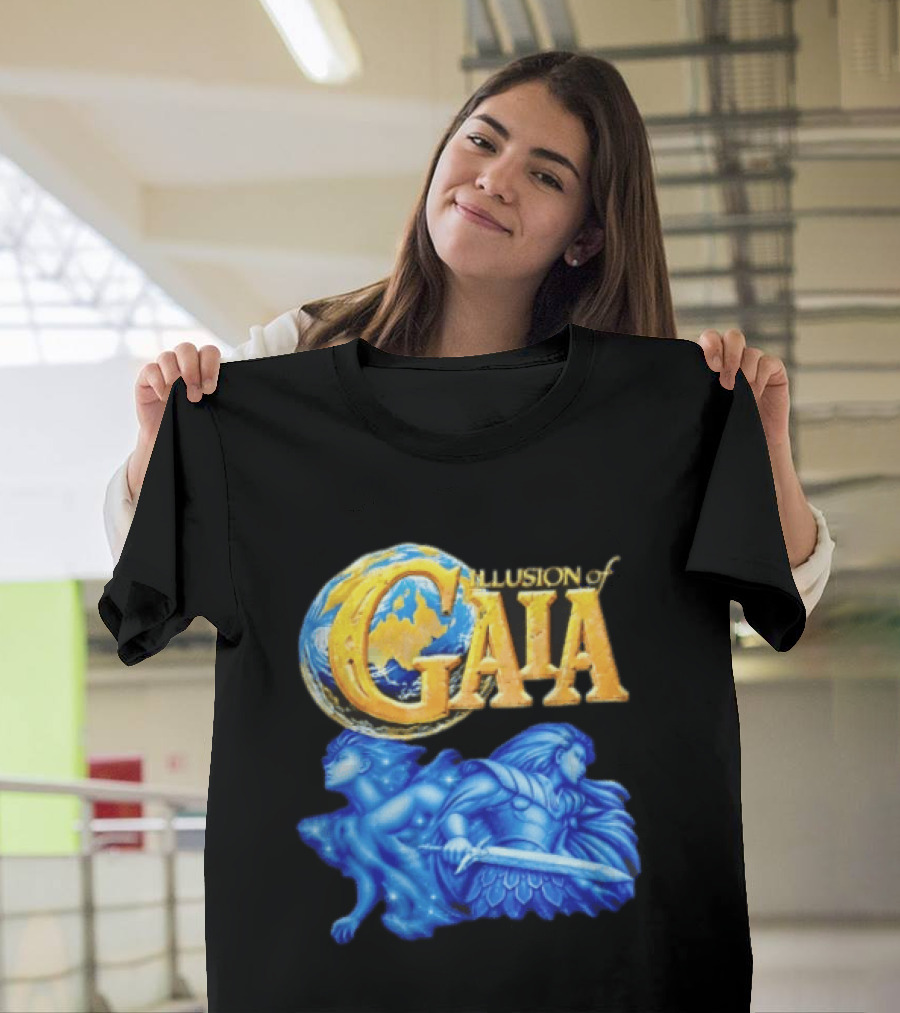 Illusion Of Gaia Earth Globe Blue Figures Sword T-Shirt