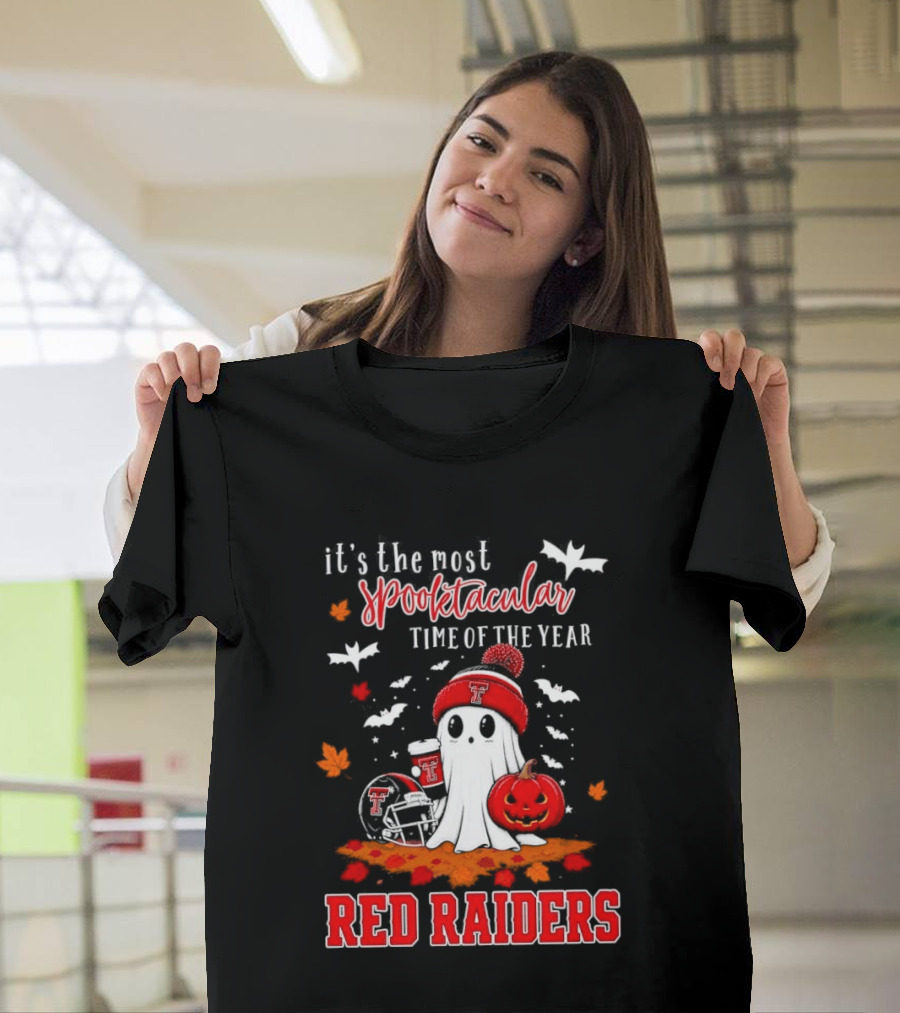 It's The Most Spooktacular Time Of The Year Texas Tech Red Raiders Halloween Pumpkin Ghost T-Shirt