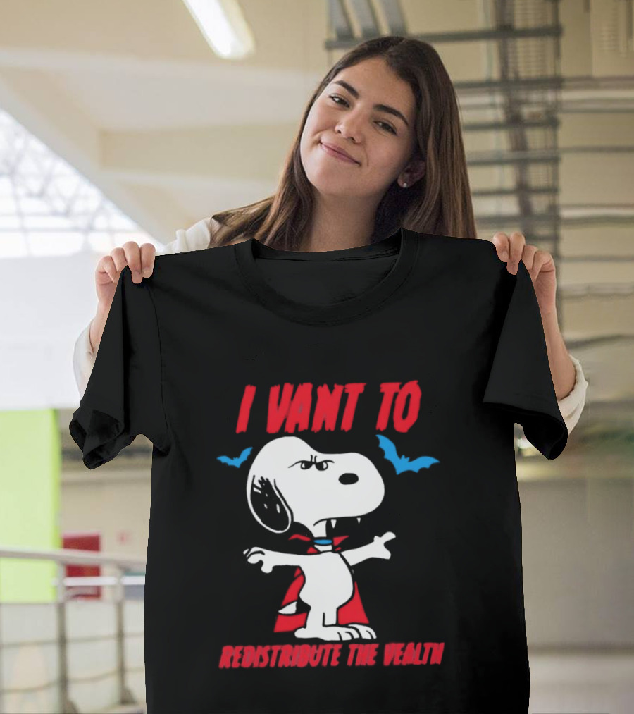 Snoopy I Vant To Redistribute The Wealth Vampire Cape And Bats T-Shirt