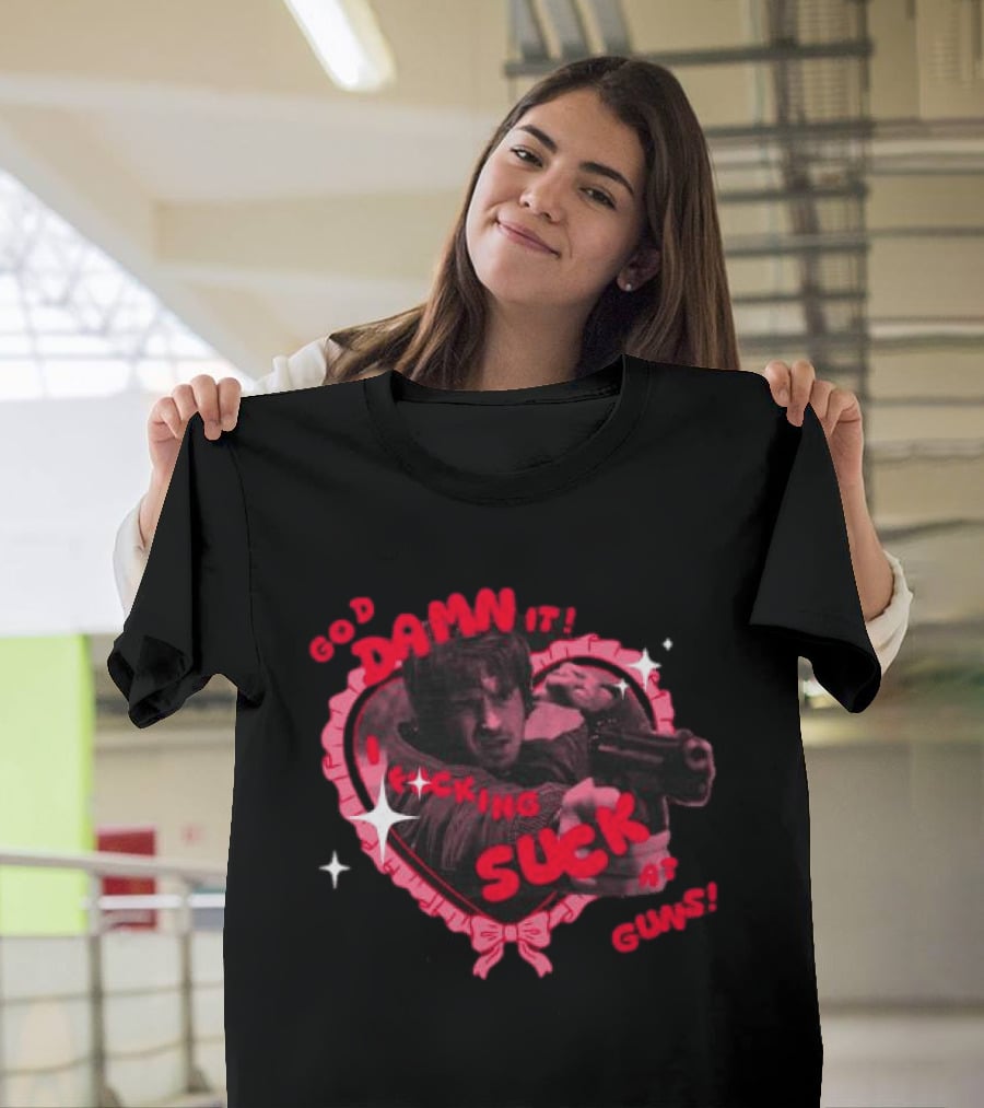 God Damn It I Suck At Guns Heart Ribbon T-Shirt
