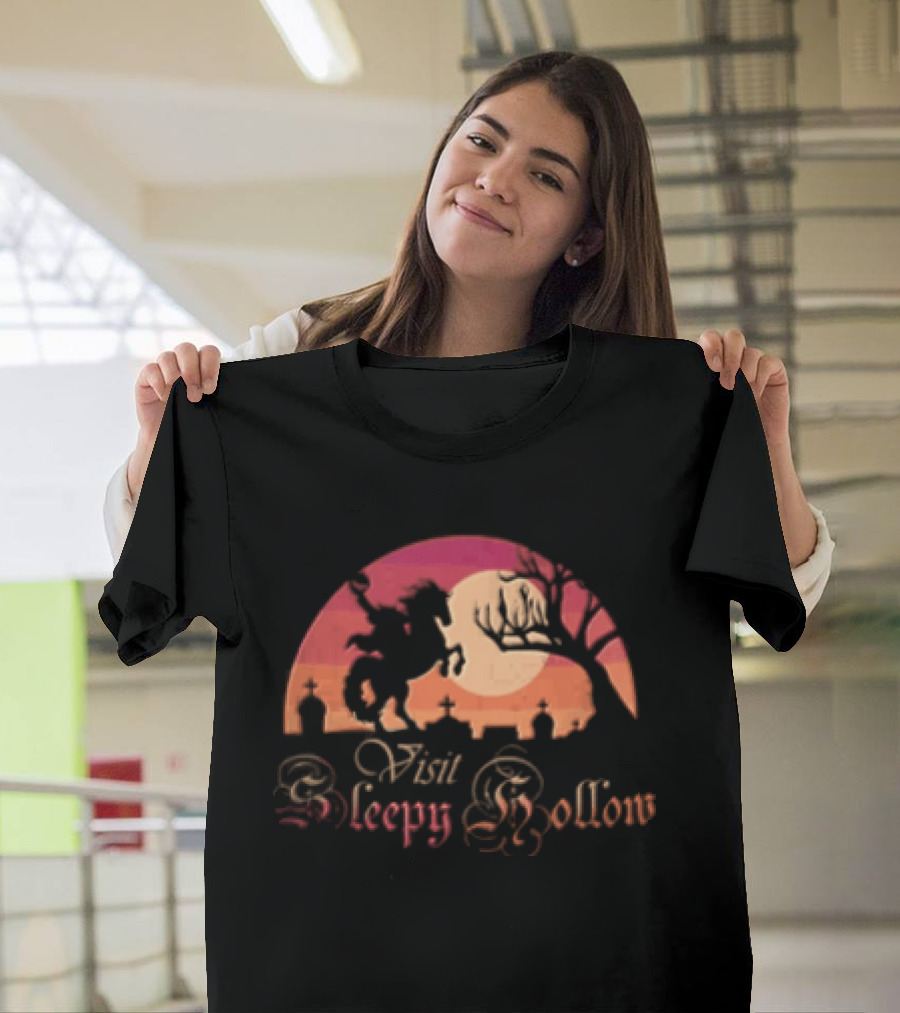 Visit Sleepy Hollow Headless Horseman Graveyard Sunset T-Shirt