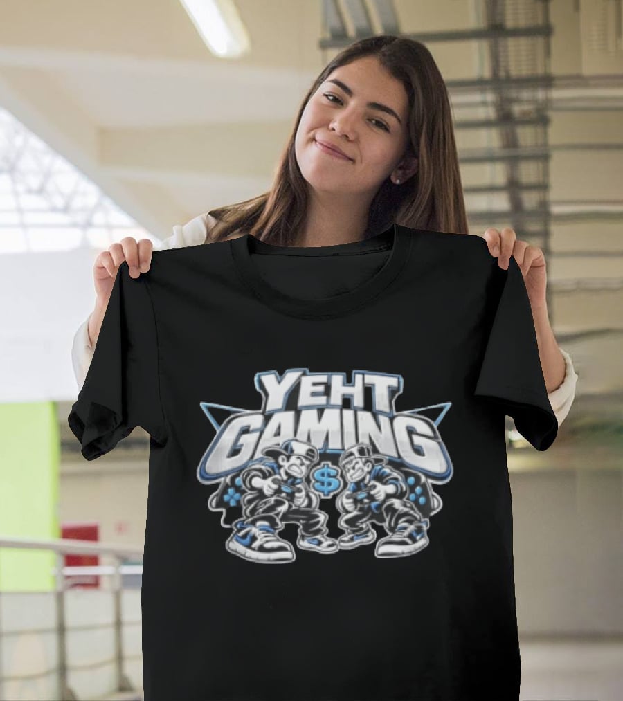 Yeht Gaming Two Boys Playing Video Games Dollar Sign Joysticks Sneakers T-Shirt