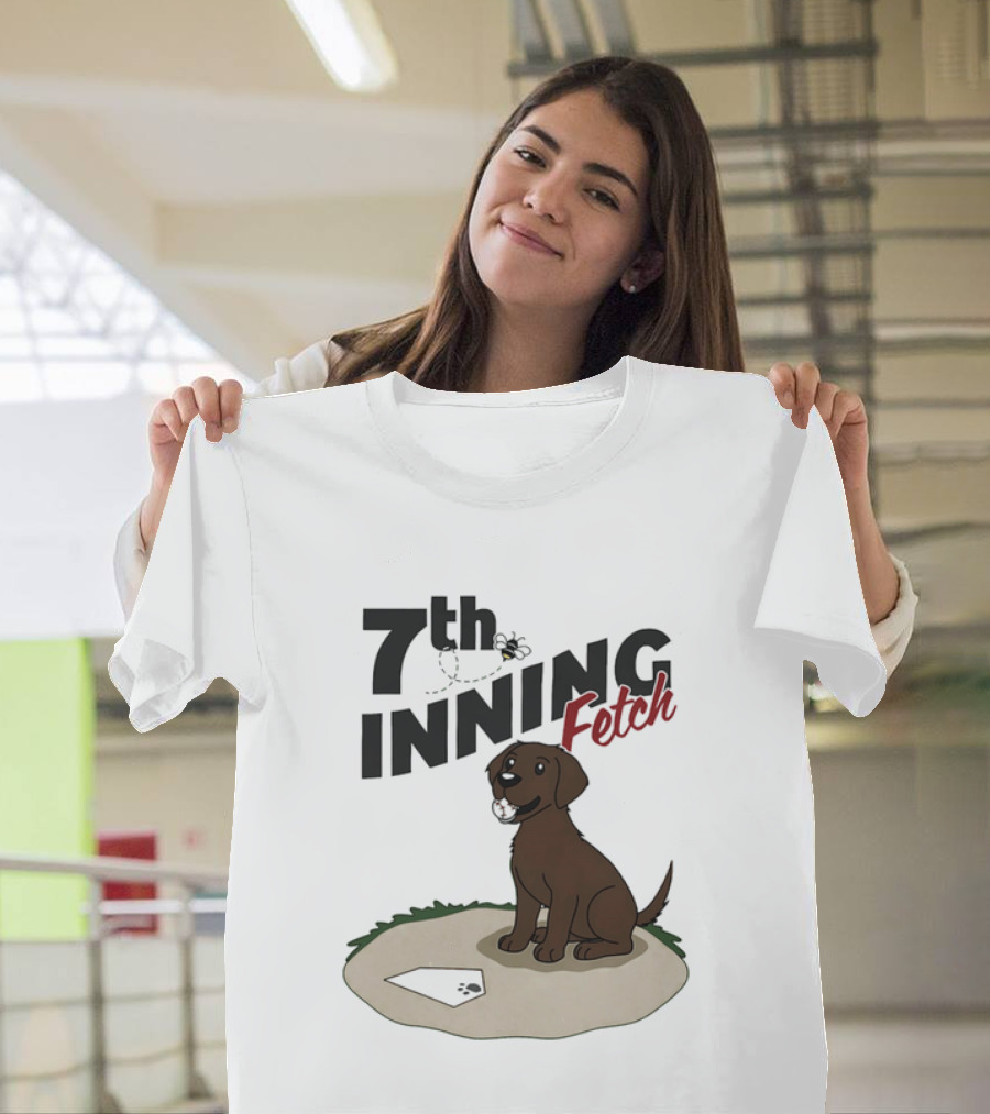7th Inning Fetch Chocolate Lab Baseball Puppy T-Shirt