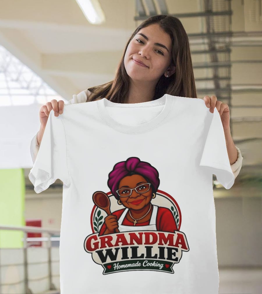 Grandma Willie Homemade Cooking Kitchen Apron Vector T-Shirt