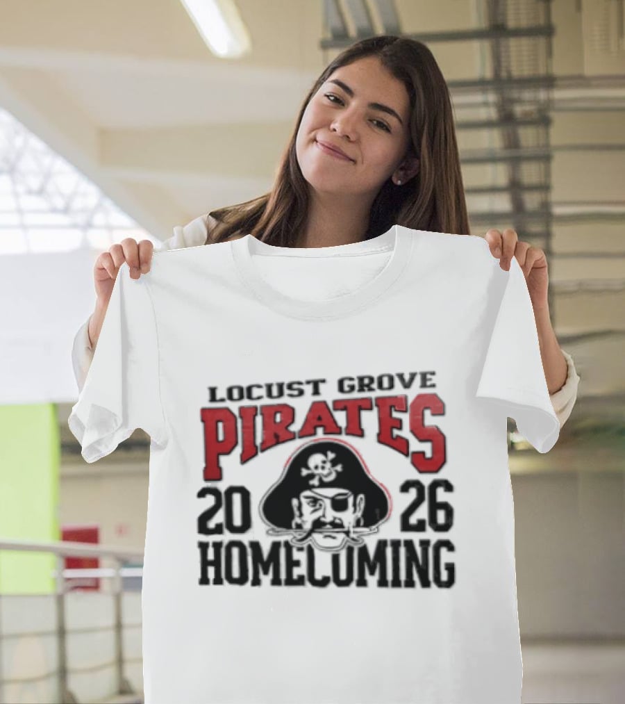 Locust Grove Pirates 2026 Homecoming Pirate Skull Eyepatch Sword T-Shirt