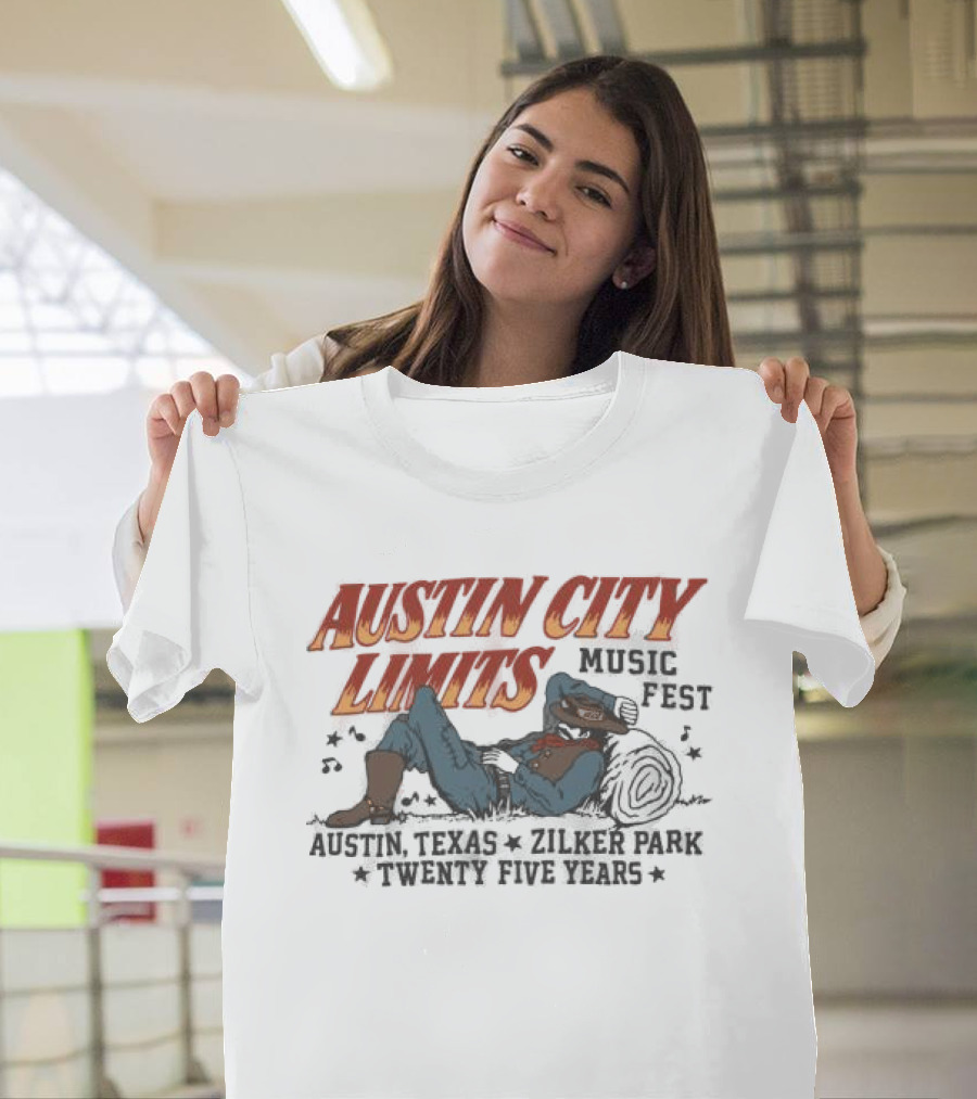 Austin City Limits Music Past, Present, And Future Texas Style Cowboy Lineup T-Shirt