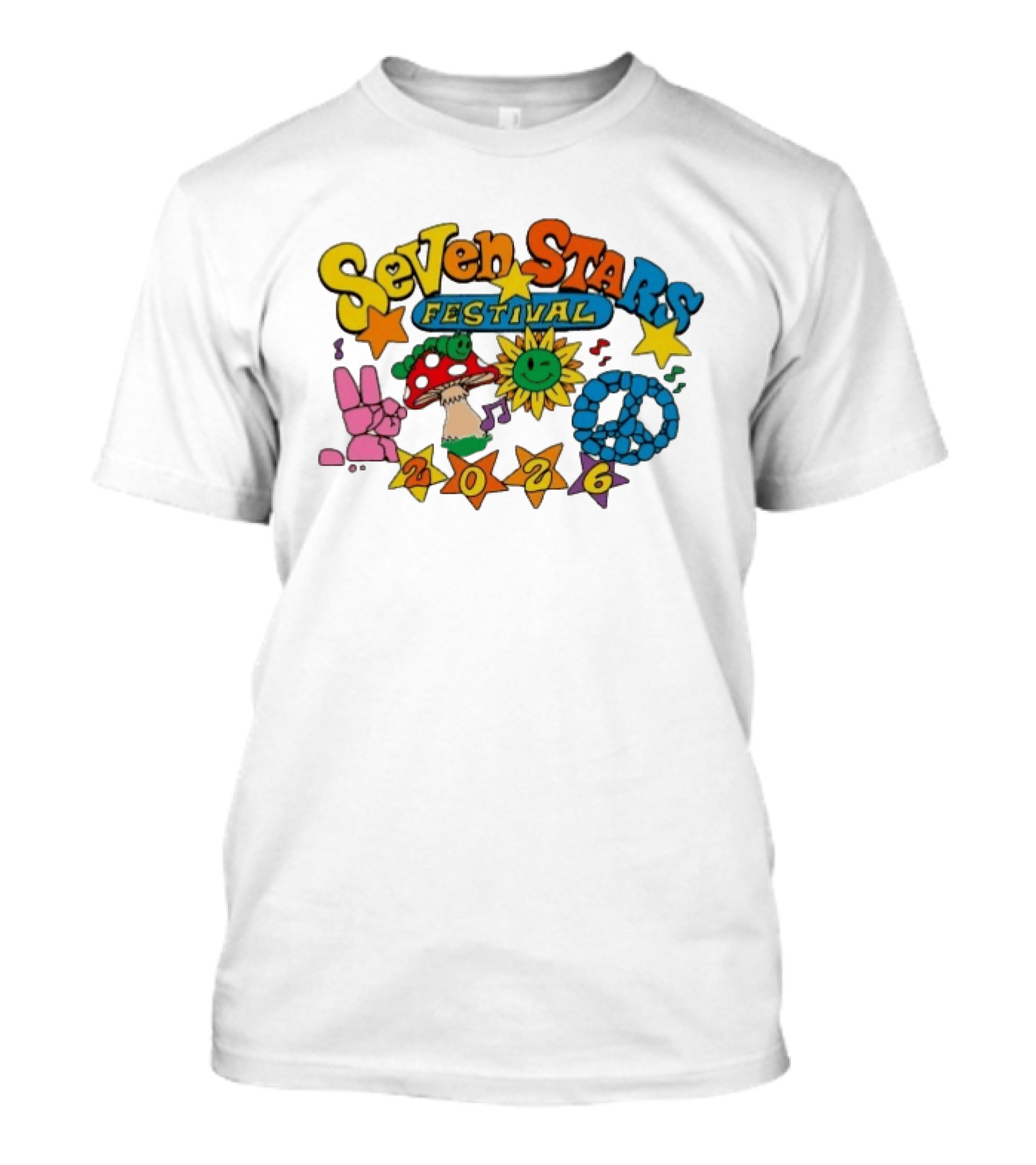 Seven Stars Festival 2026 Peace Mushroom Sun Music T-Shirt