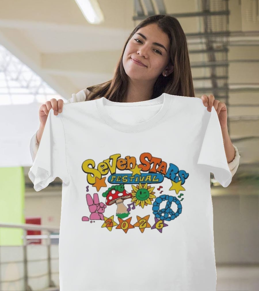 Seven Stars Festival 2026 Peace Mushroom Sun Music T-Shirt