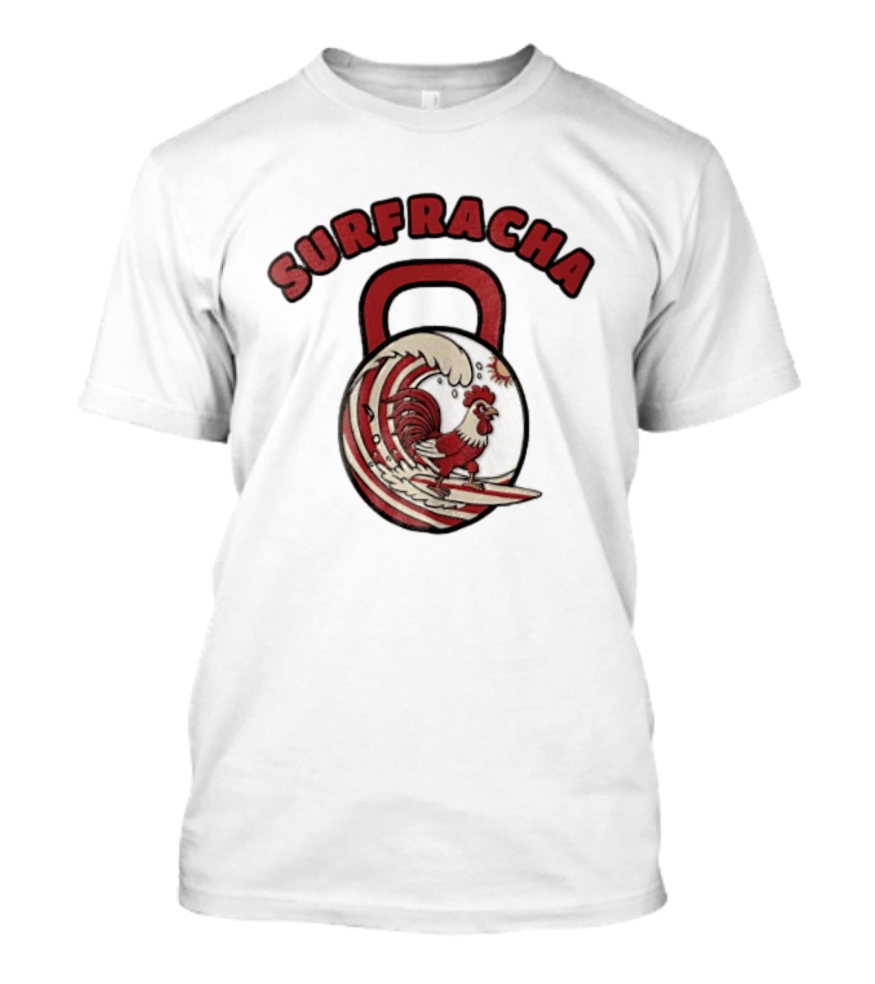 Surfracha Rooster Surfing Wave Kettlebell Sun Adventure T-Shirt