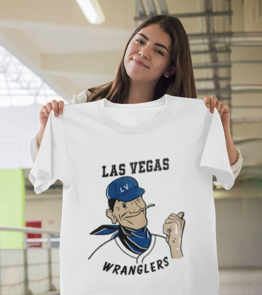 Las Vegas Wranglers Vintage Cartoon Character With Hat And Bandana T-Shirt
