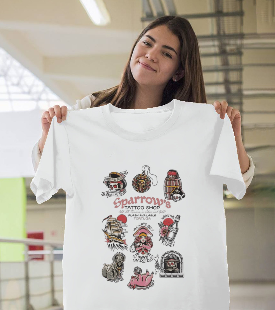 Sparrows Tattoo Shop Pirate Themed Art And Iconic Motifs Collection T-Shirt