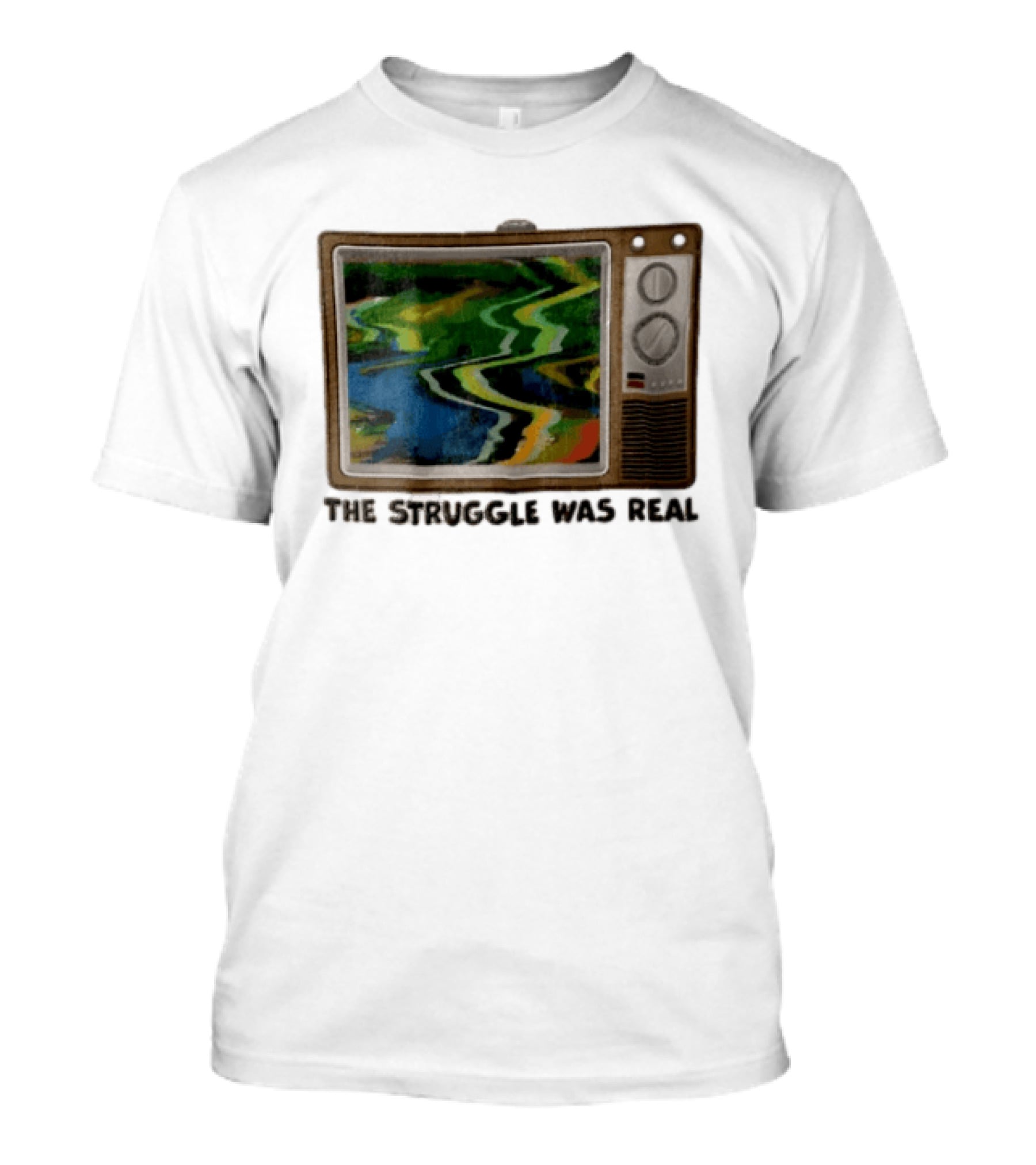 THE Struggle WAS Real Retro Television Set Static Screen 90s Nostalgia T-Shirt
