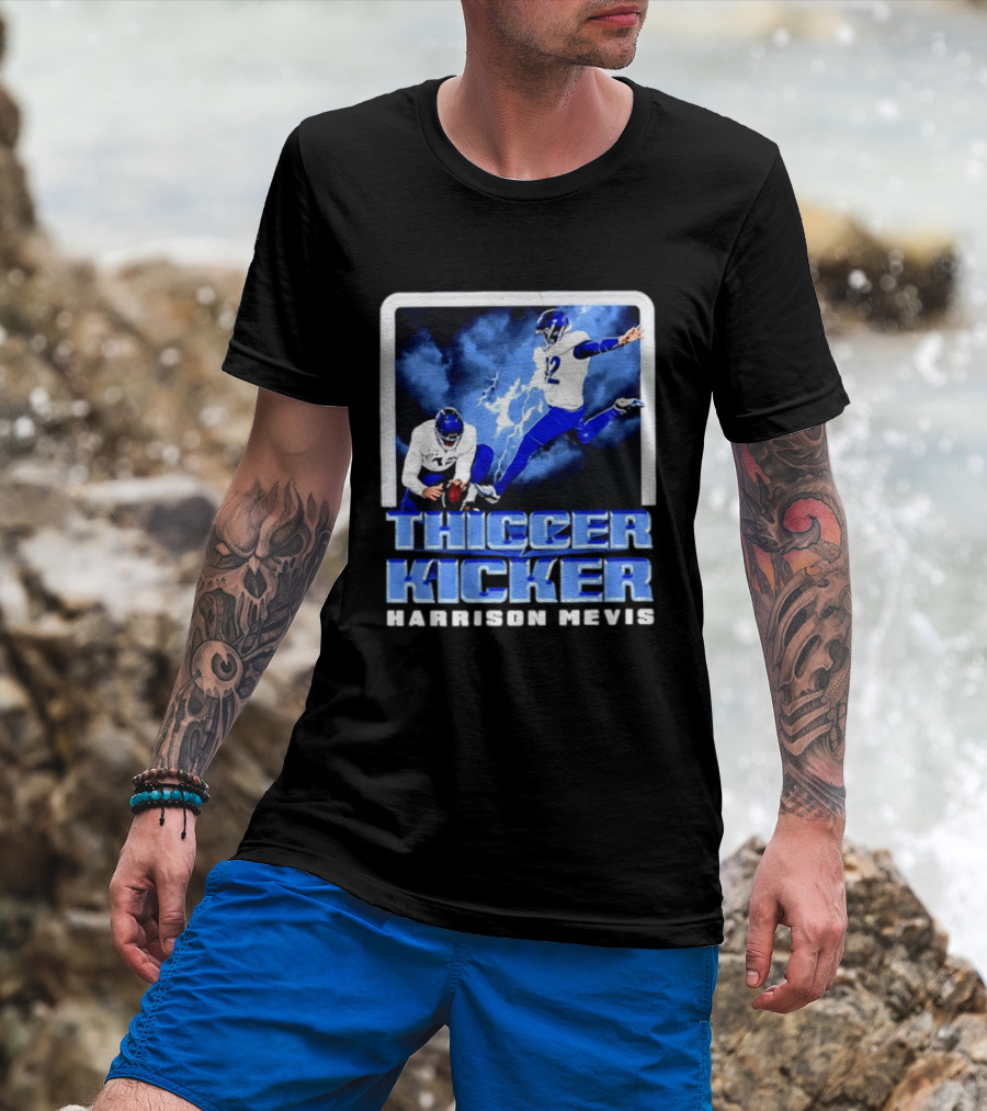 Los Angeles Rams Thiccer Kicker Harrison Mevis Football Action T-Shirt