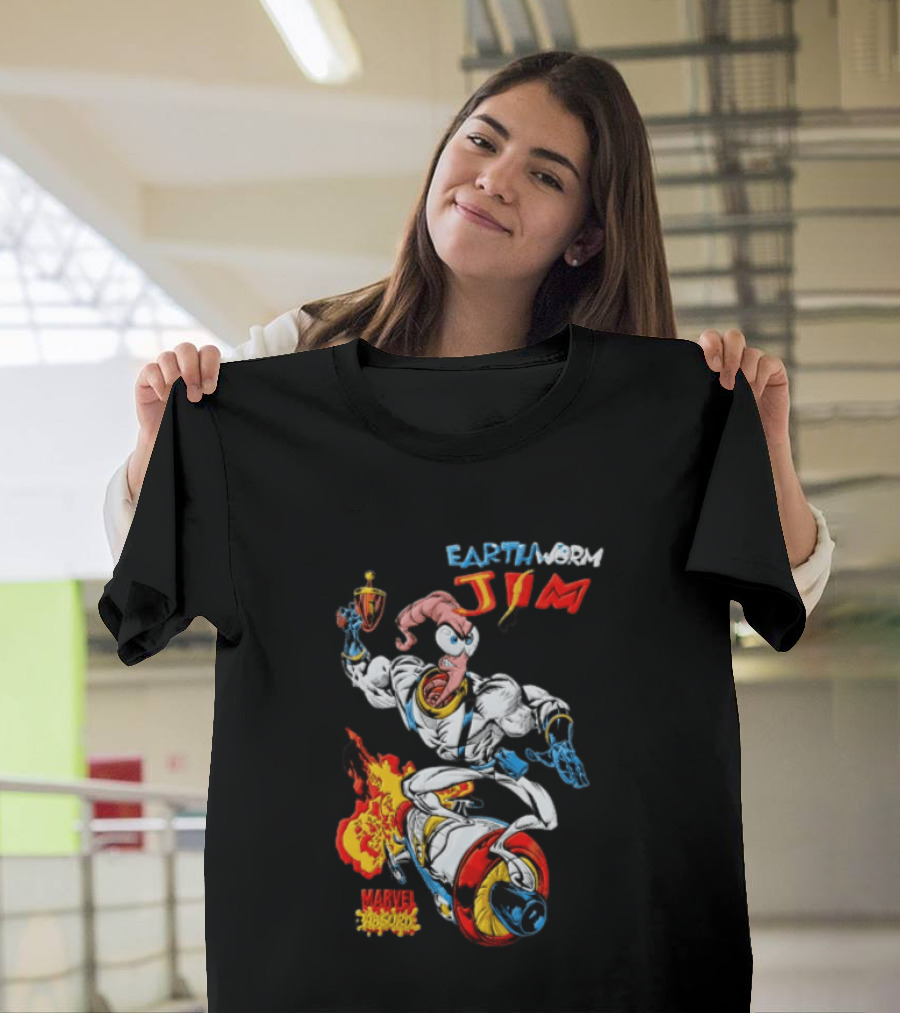 Earthworm Jim Marvel Absurd Dynamic Action Scene T-Shirt