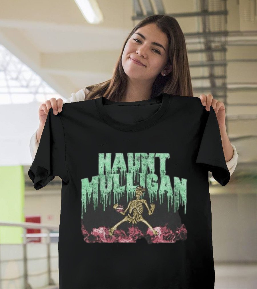 Halloween Skeleton Hot Mulligan Dripping Text Pink Smoke T-Shirt
