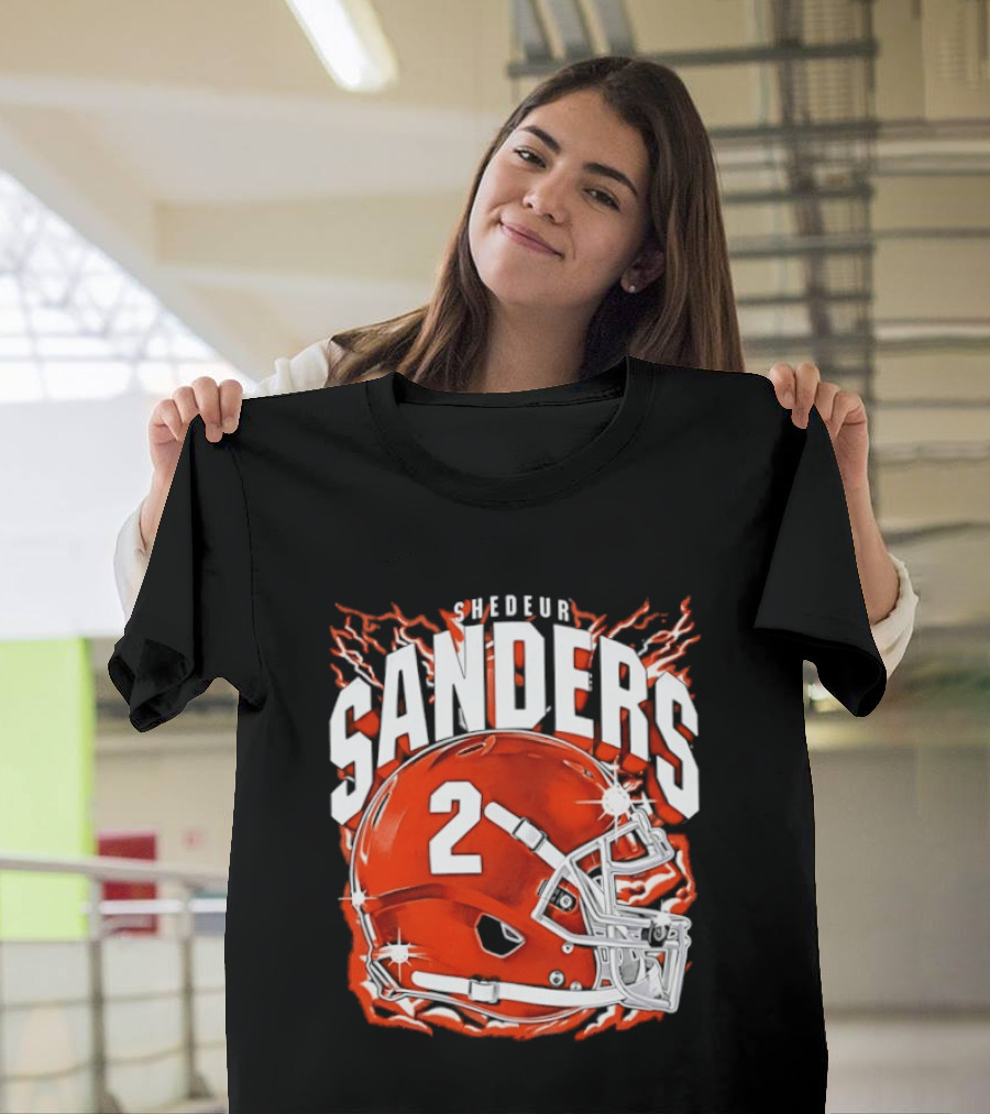 Shedeur Sanders Number 2 Cleveland Browns Helmet T-Shirt