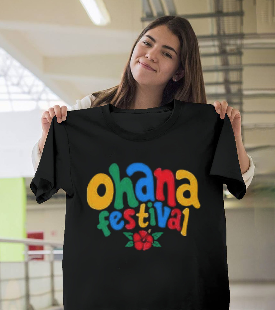 Ohana Festival Colorful Text With Flower T-Shirt