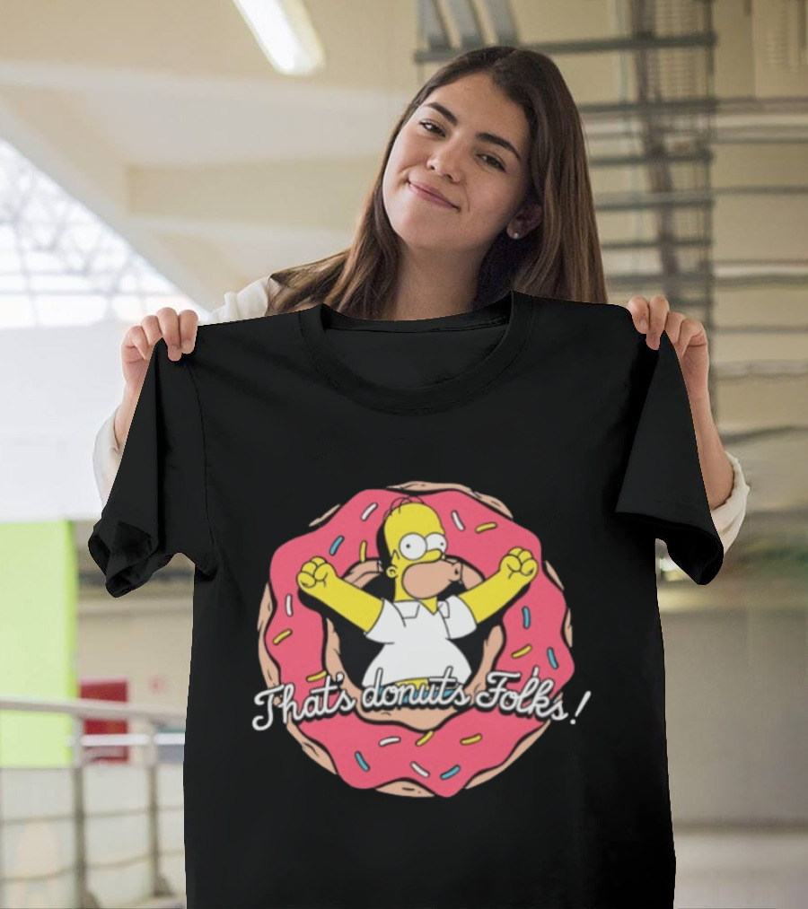 The Simpsons Looney Tunes Homer Simpson That's Donuts Folks Collaboration T-Shirt