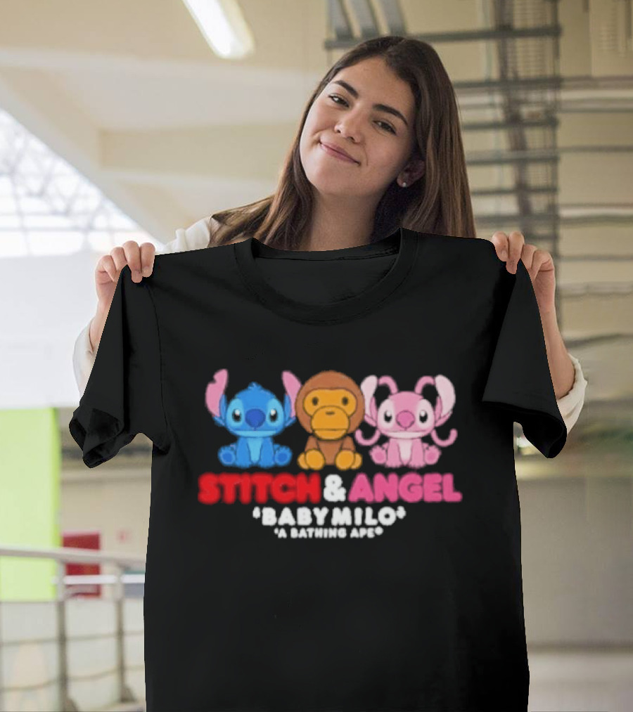 Bape X Disney Stitch Angel Baby Milo Collaboration 2026 T-Shirt