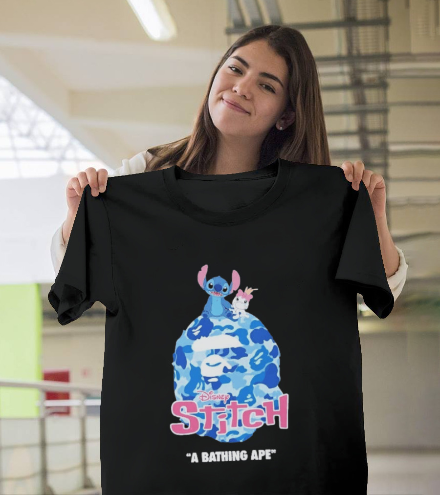Disney Stitch A Bathing Ape Bape Camo Collaboration 2026 T-Shirt