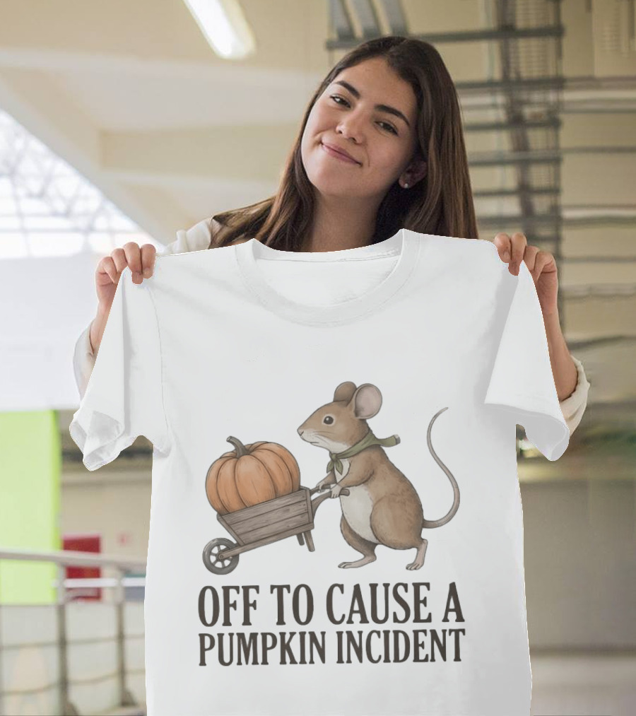 Off To Cause A Pumpkin Incident Mouse Autumn T-Shirt