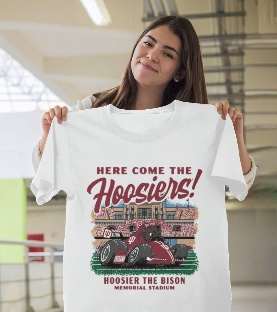 Here Come The Hoosiers Hoosier The Bison Memorial Stadium IndyCar Racing T-Shirt
