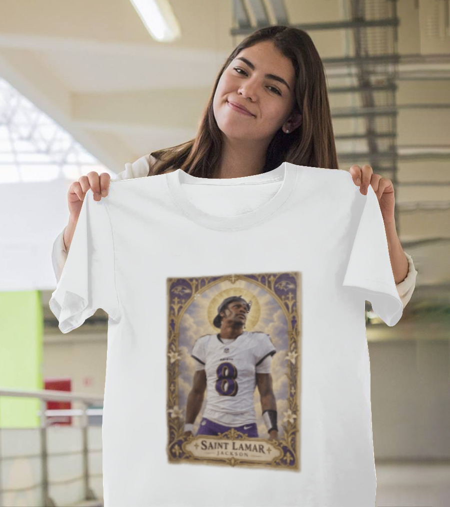 Saint Lamar Jackson Baltimore Ravens 8 Football Jersey Halo T-Shirt