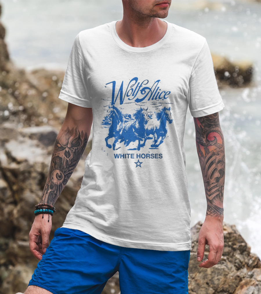 Wolf Alice Blue White Horses Star T-Shirt