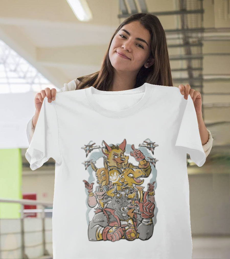 Star Fox Team Characters Thumbs Up Fighter Jets Gaming Adventure T-Shirt