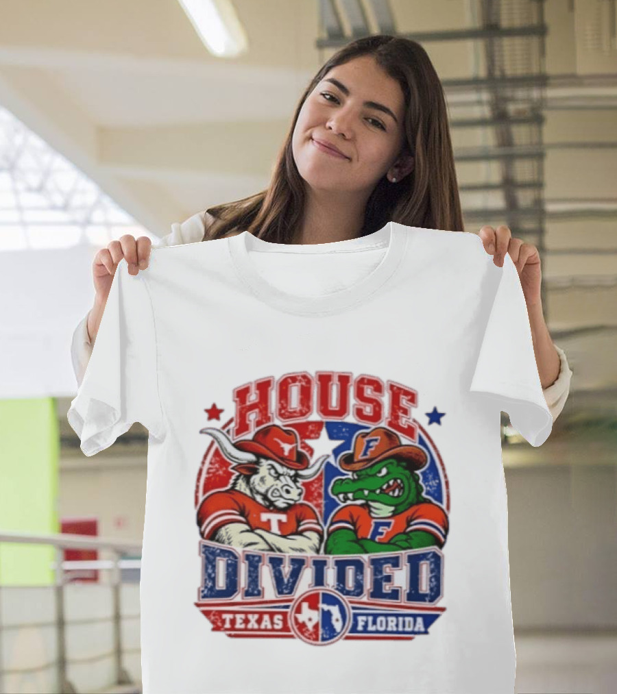 House Divided Texas Florida Longhorns Gators Rivalry Football T-Shirt