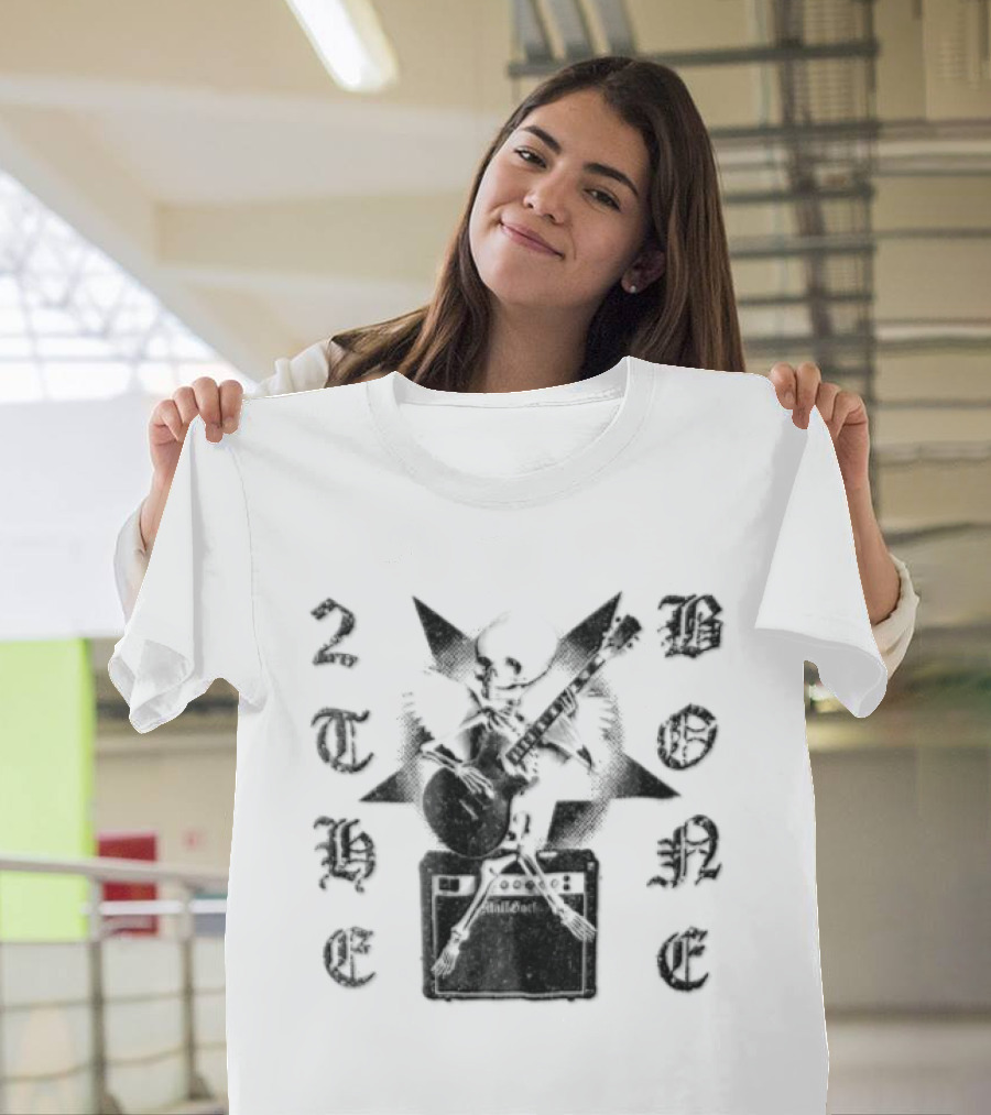 To The Bone Winged Skeleton Playing Guitar On Amplifier T-Shirt