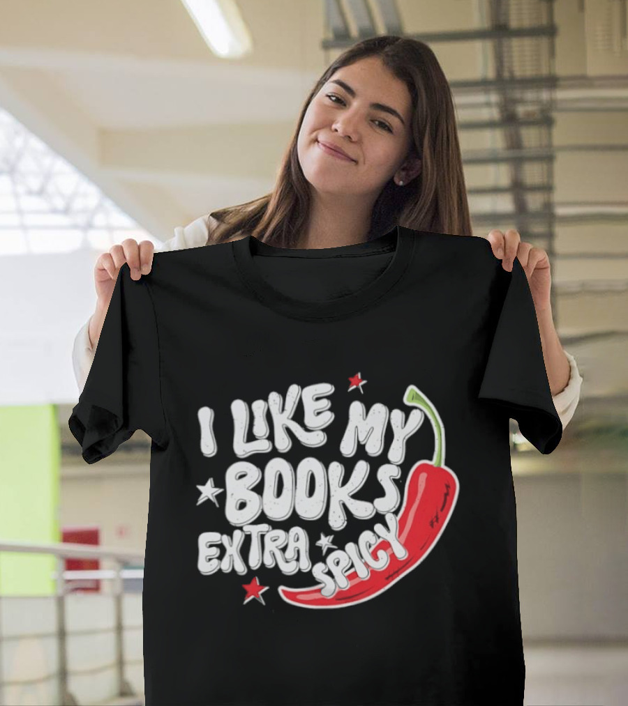 I Like My Books Extra Spicy Pepper Stars T-Shirt