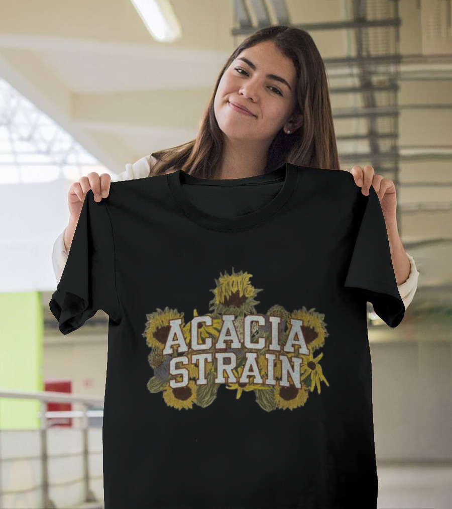 Acacia Strain Autumn Floral Sunflowers Yellow Black Brown T-Shirt