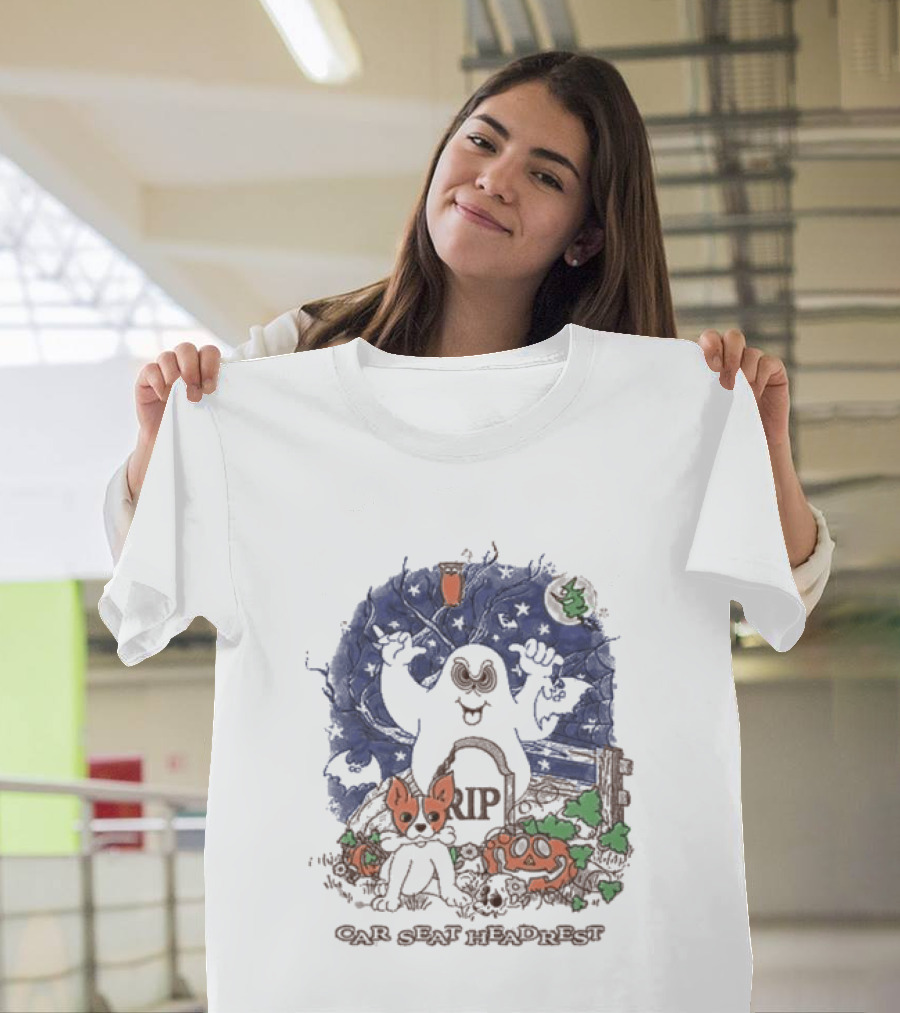 Car Seat Headrest Halloween Ghost Cat Pumpkin 2026 T-Shirt