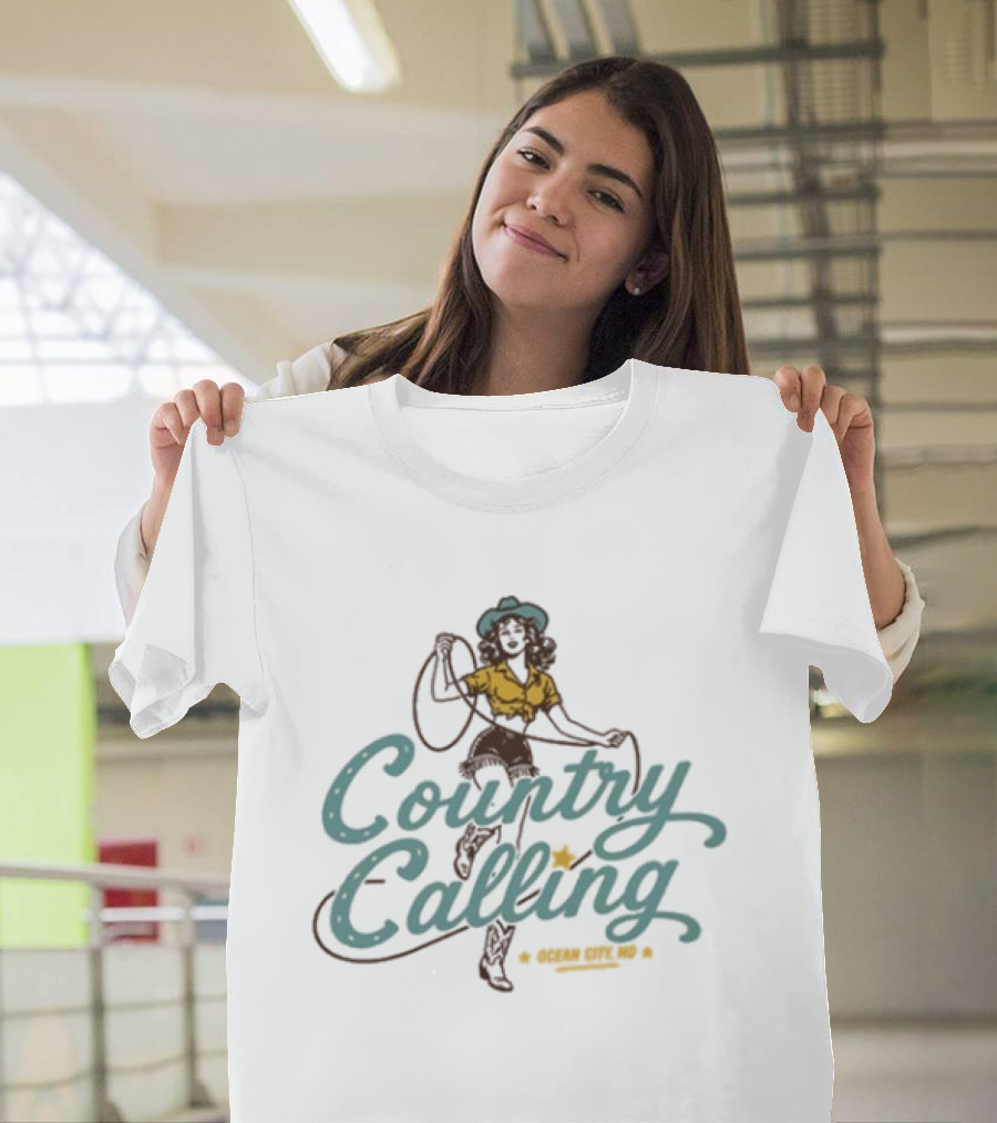 Country Calling Ocean City Inlet Beach October 2 3 2026 Cowgirl Roping Event T-Shirt