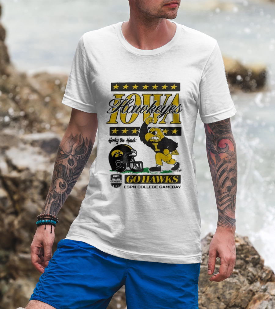 Iowa Hawkeyes Herky The Hawk Go Hawks ESPN College Gameday T-Shirt