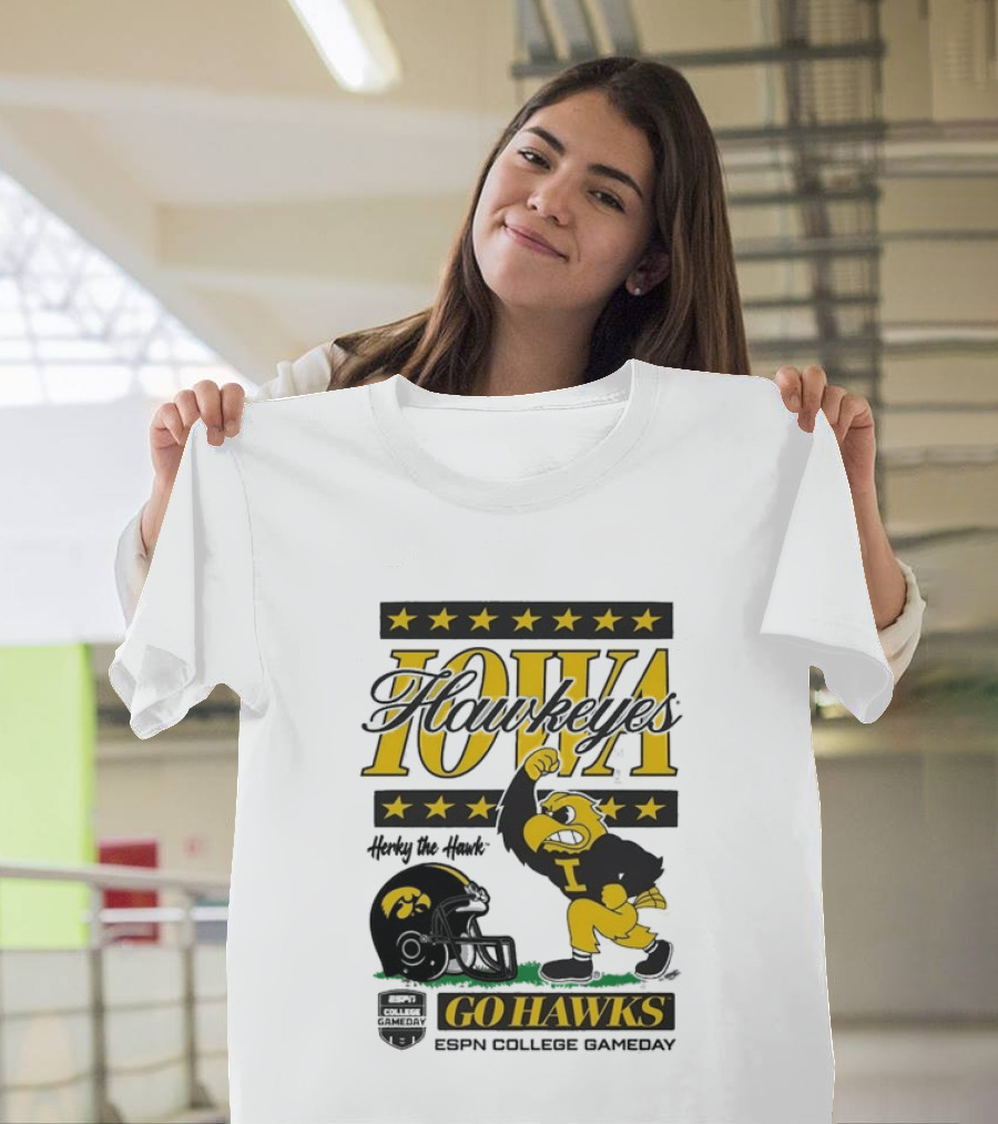 Iowa Hawkeyes Herky The Hawk Go Hawks ESPN College Gameday T-Shirt