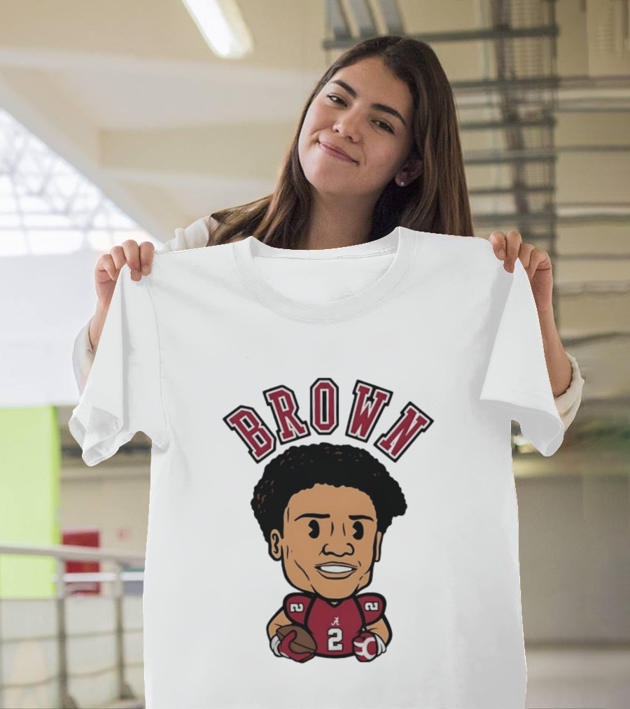 NCAA Football Alabama Crimson Tide Number 2 Brown Caricature T-Shirt