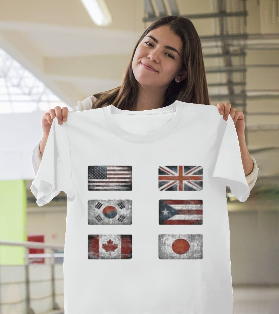 Stealthny Floor 914 World Tour United States United Kingdom South Korea Puerto Rico Canada Japan Flags T-Shirt