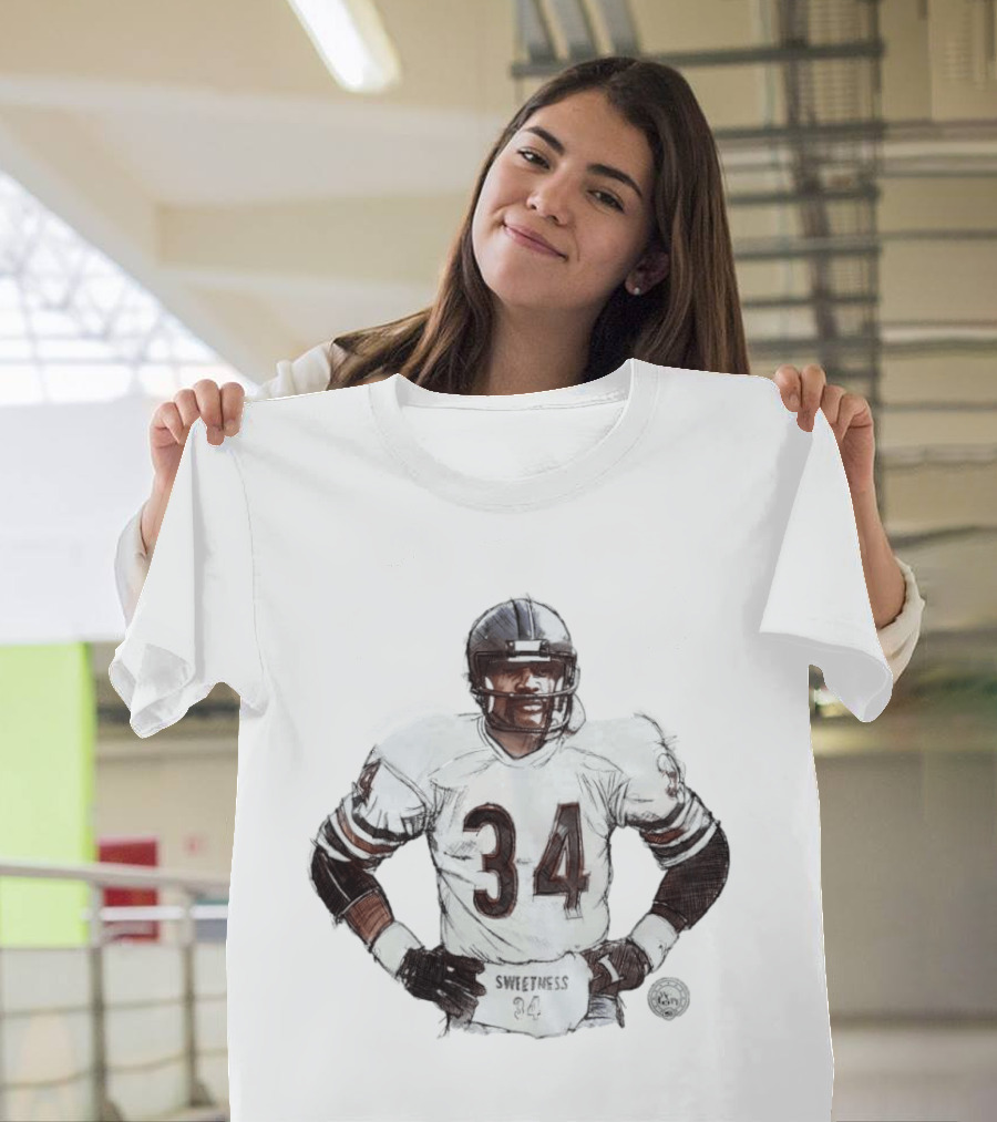Walter Payton 34 Chicago Bears Sweetness Sketch Football Legend T-Shirt