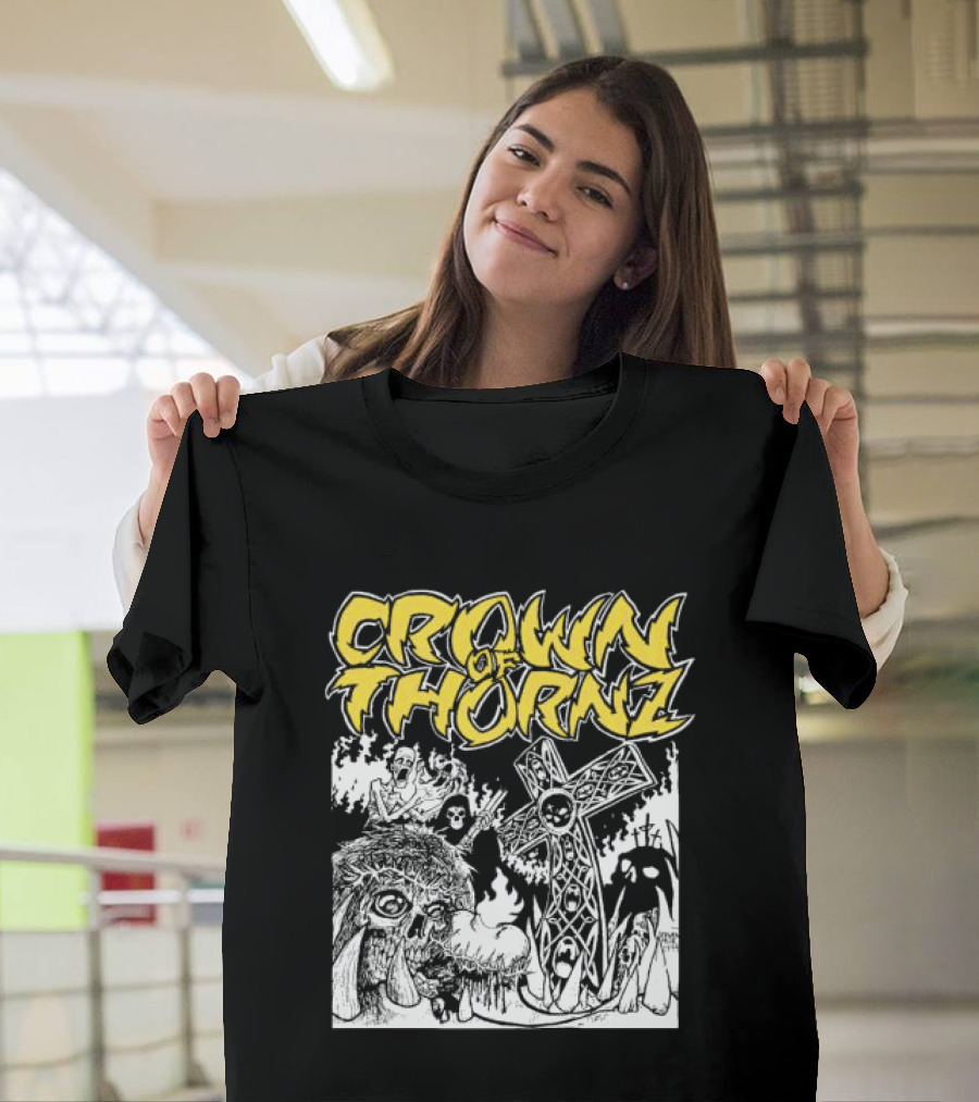 Crown Of Thornz Beyond Human Store No Remorse Graphic Text Cross T-Shirt