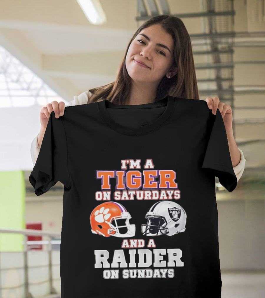 Clemson Tiger Saturdays Raider Sundays Football Fan Helmets T-Shirt