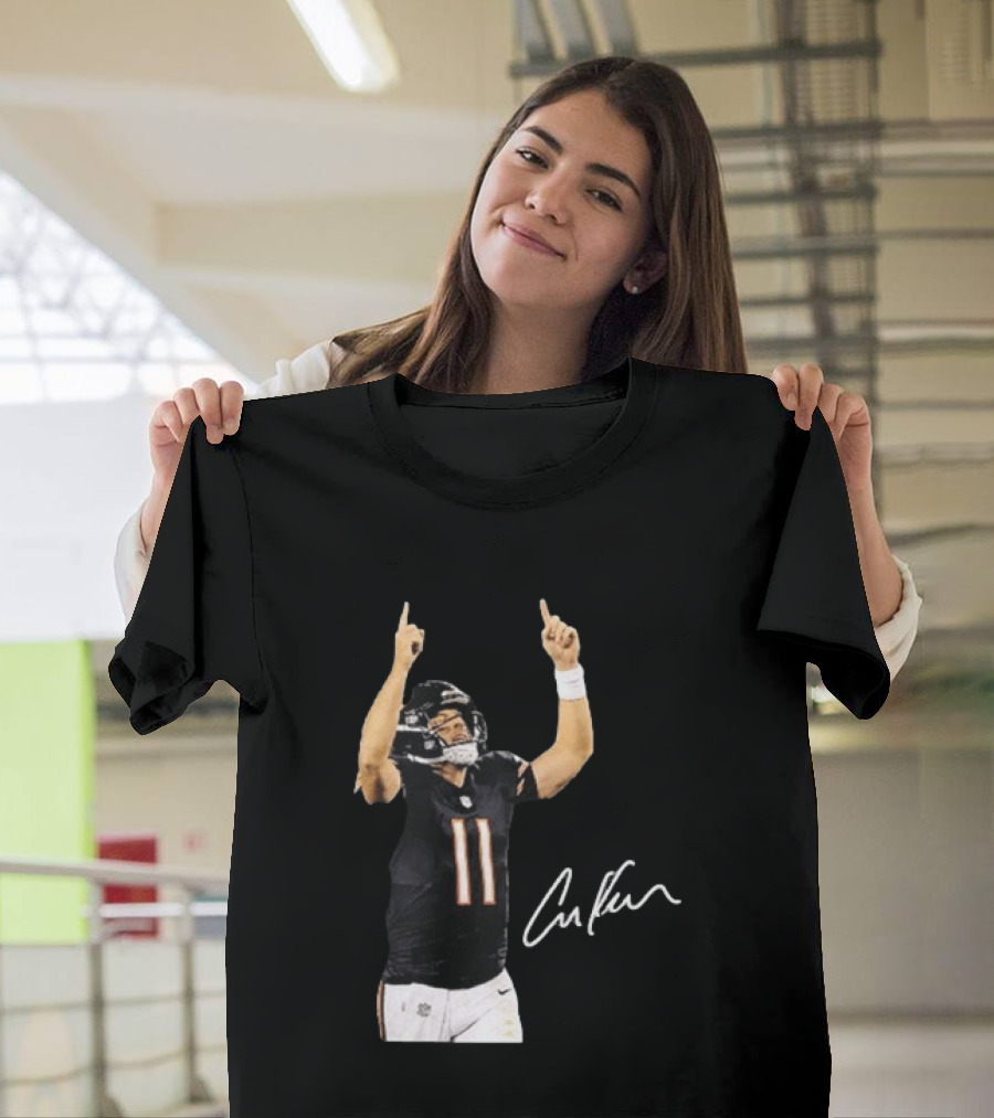 Case Keenum 11 Chicago Bears Football Player Signature Pointing Up T-Shirt