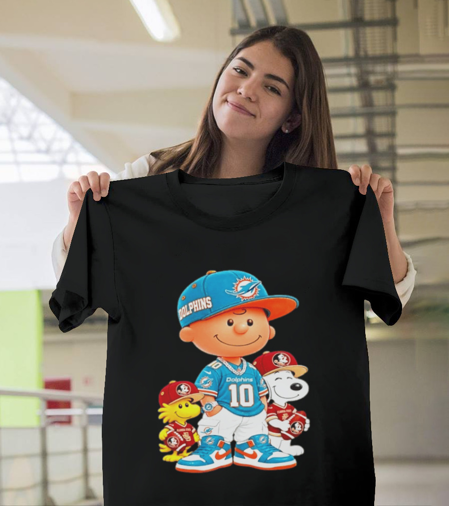 Charlie Brown 10 Snoopy Woodstock Miami Dolphins Florida State T-Shirt