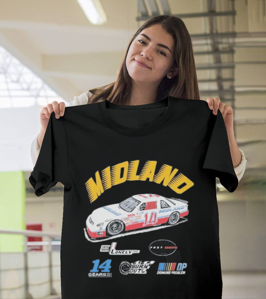 Midland Racing Team Car Fast Wheels Mr. Lonely Co. Burnout DP Driving People 14 Gears T-Shirt
