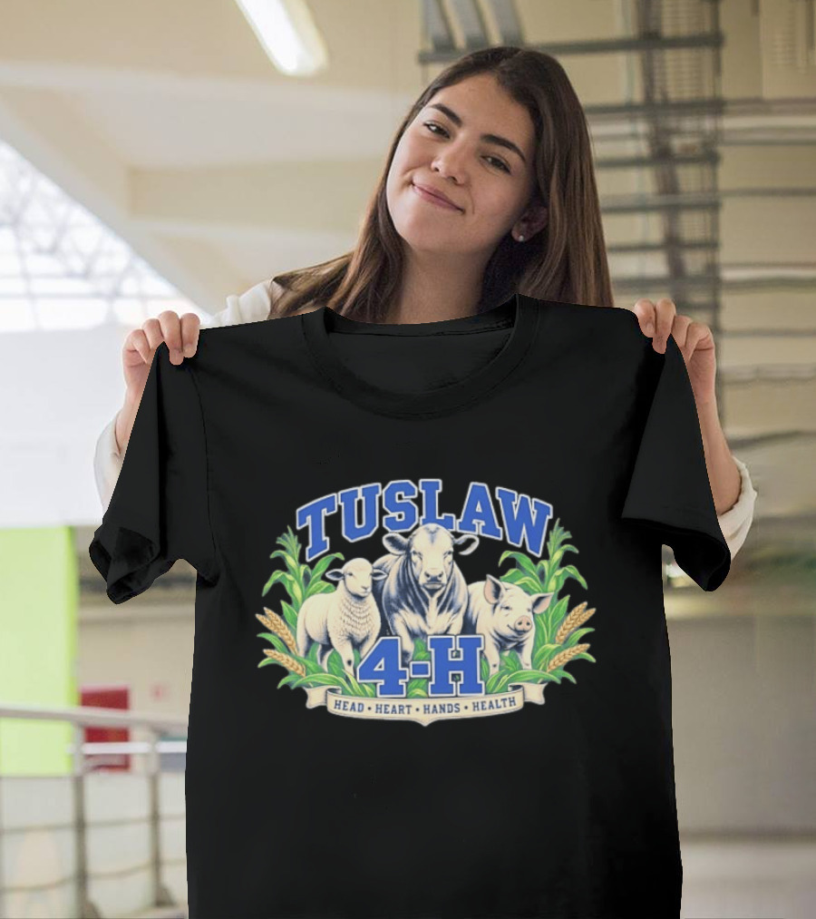 Tuslaw 4 H Head Heart Hands Health Livestock Sheep Cow Pig Wheat T-Shirt