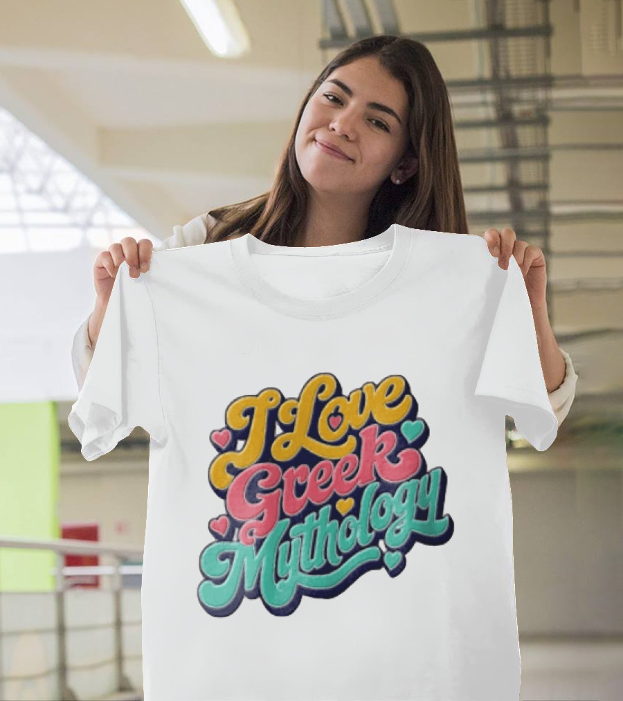 I Love Greek Mythology Colorful Heart Accents T-Shirt