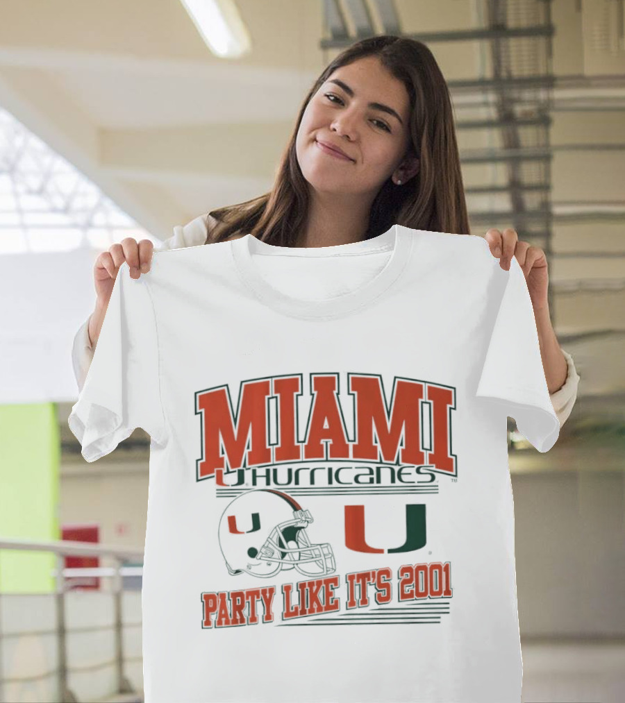 Miami Hurricanes Party Like It's 2001 Football Helmet U T-Shirt