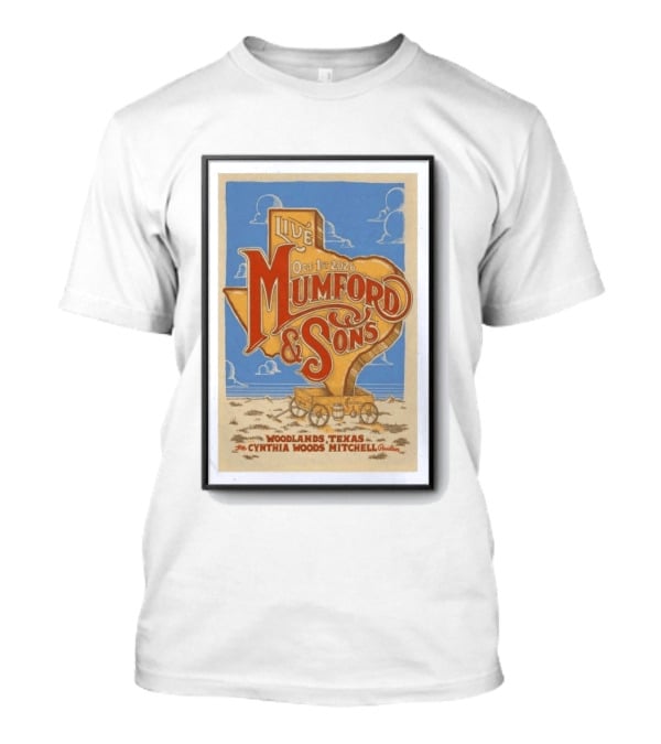 Live Mumford And Sons October 1st 2026 Woodlands Texas Cynthia Woods Mitchell Pavilion T-Shirt